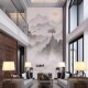 复式 楼走廊国画电视背景墙壁纸水墨山水别墅大型壁画玄关墙布