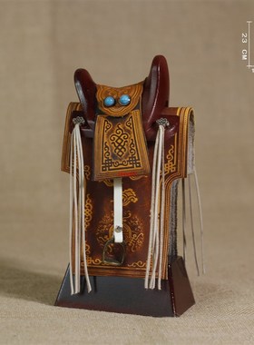 蒙古红马鞍子工艺品纯牛皮雕蒙古特色装饰品蒙古特产礼品