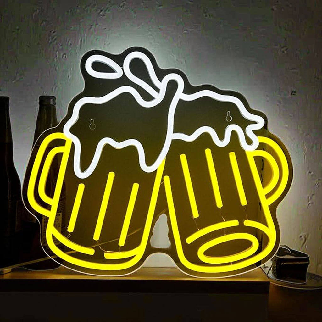啤酒碰杯霓虹灯酒吧清吧氛围装饰灯酒馆店铺引流发光招牌