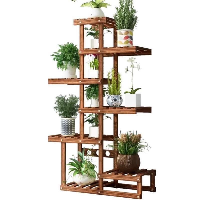 花盆加轮落c地式阳台植物客厅置物架实木多层新款室外架花架子室