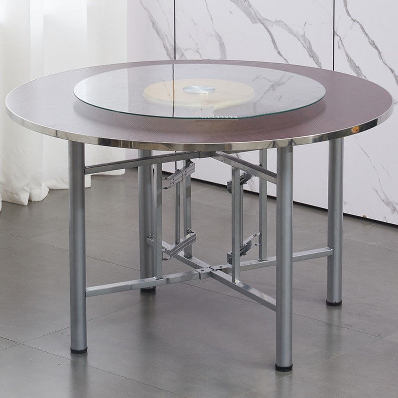 简易大圆餐桌面板圆形折叠圆桌家用10人J吃饭店经济型大饭桌园餐