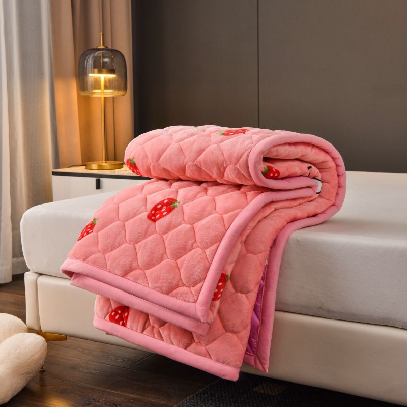 法兰绒床垫软垫学生单人m铺床家用防滑冬天珊瑚绒加绒床褥毛毯