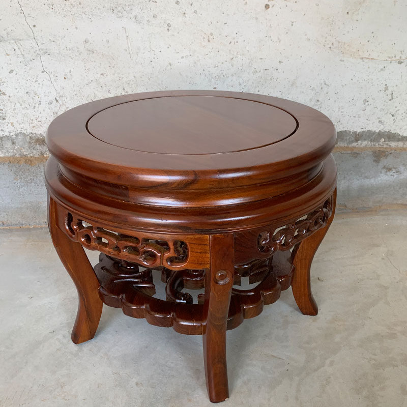 老榆木实木圆形架坐凳鱼缸奇石架盆底座瓶架子墩盆景架