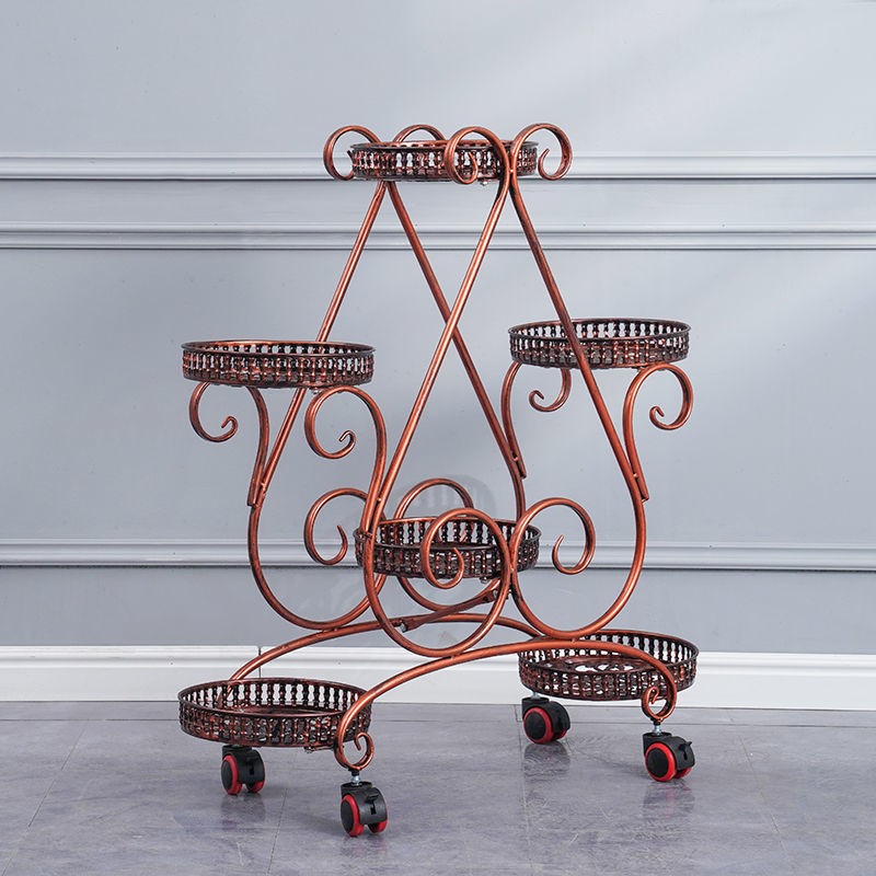 花架子铁艺多层绿萝吊兰绿植花盆架阳台客厅室内落地式带轮可移动