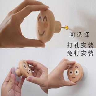 儿童房 象有形表情挂衣钩 玄关门后 趣味个性 衣帽钩 实木创意