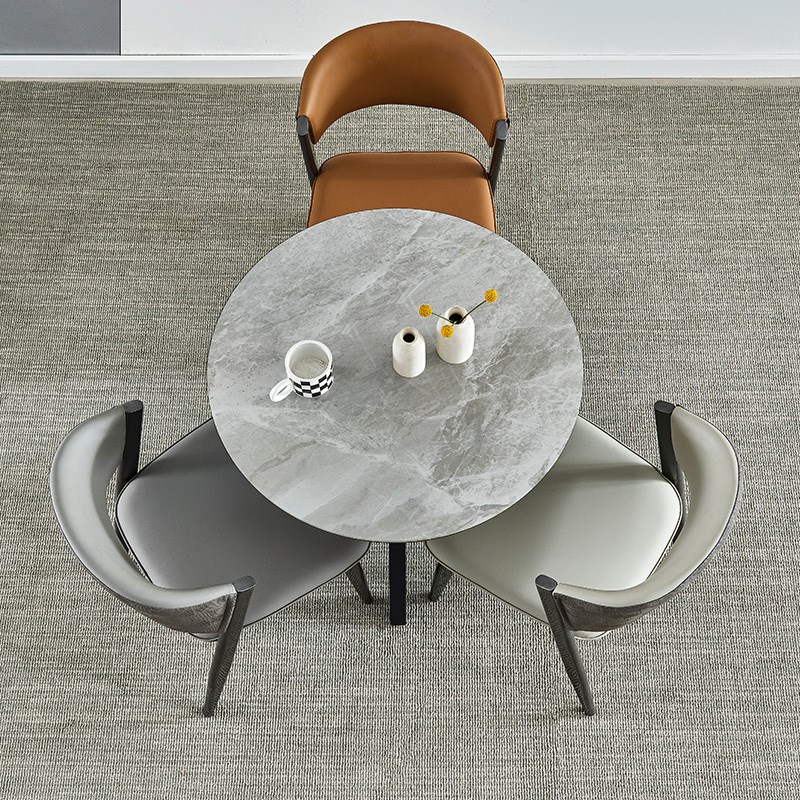 接待桌椅谈判洽谈桌商务用店面会客桌椅办公室休闲岩板小圆桌