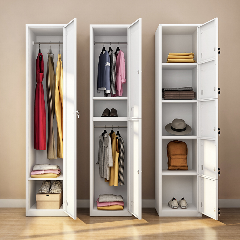 单开门阳台宿舍防嗮更衣柜铁皮柜员工储物收纳夹缝窄小型独门斗柜