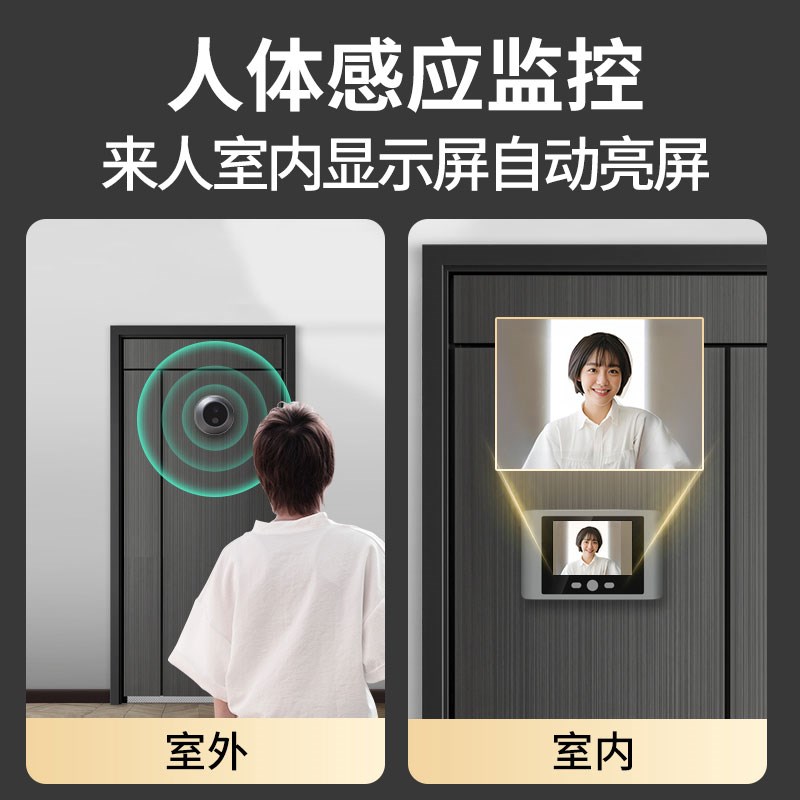 智能防盗门猫眼摄像头视门铃门镜自动感应门口家门