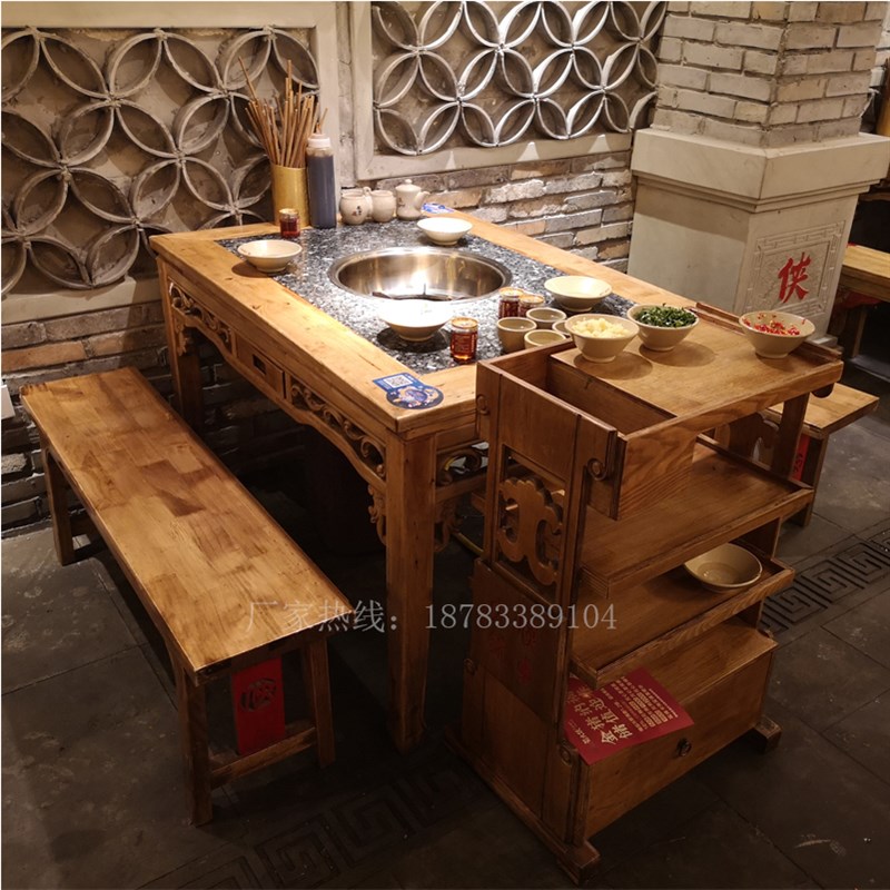 大理石火锅桌椅 火锅店餐桌餐椅 雕火锅桌椅八仙桌椅