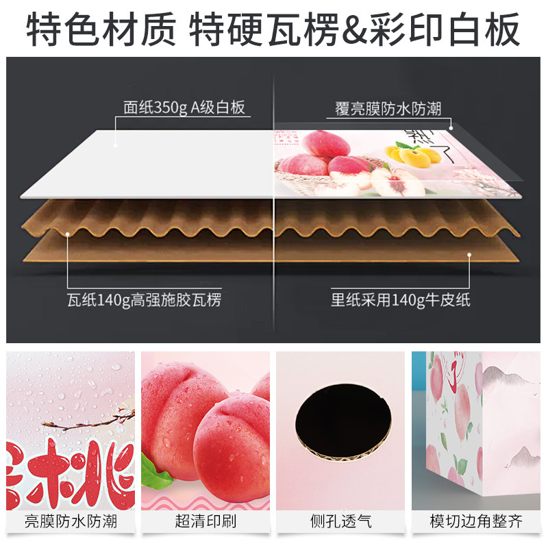 桃子包装盒礼品盒水蜜桃黄桃空盒子纸箱盒 斤装