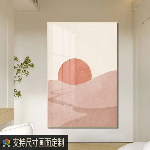 奶油风客厅软挂画民宿酒店背景墙壁画卧室床油画布饰画竖款