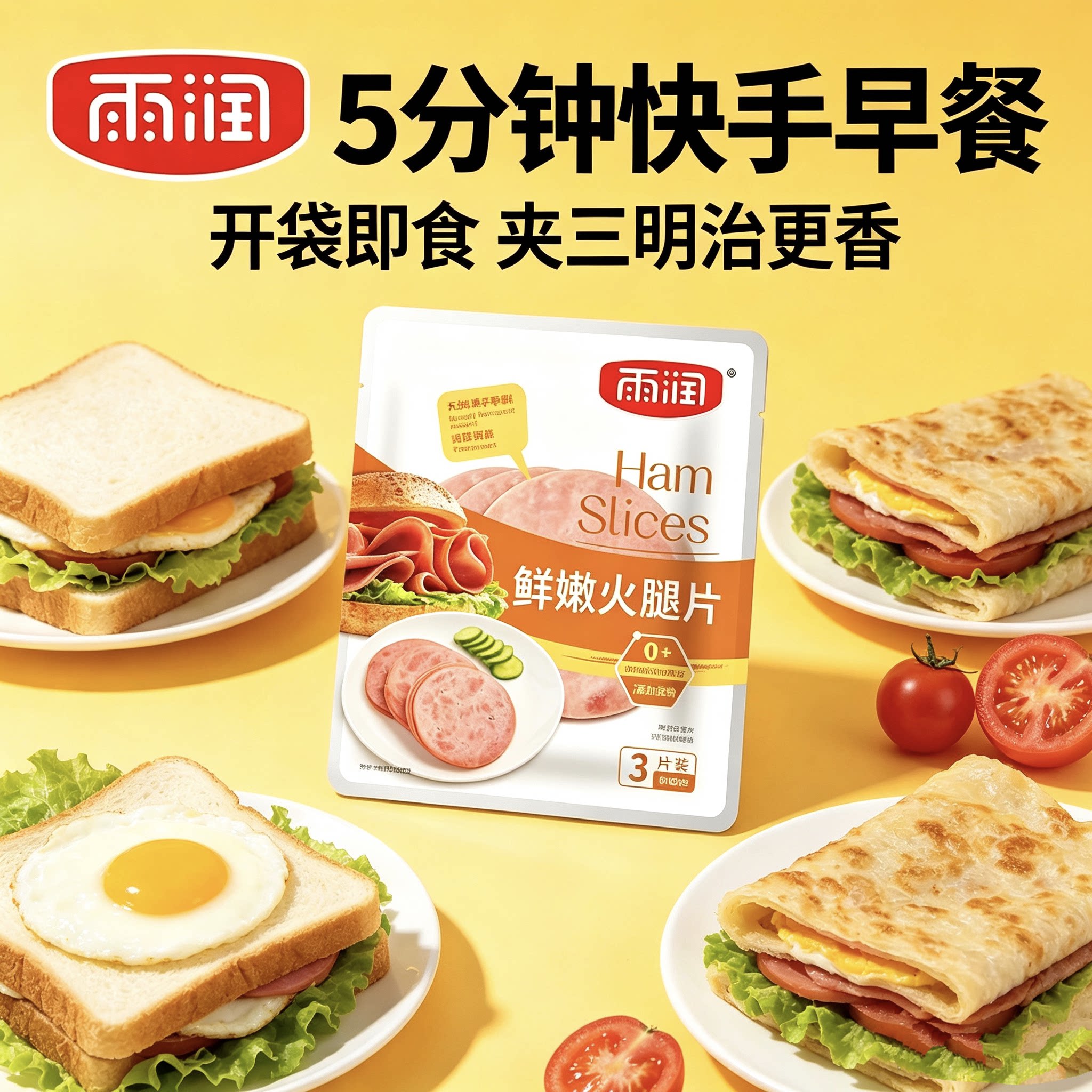 雨润火腿片早餐三明治