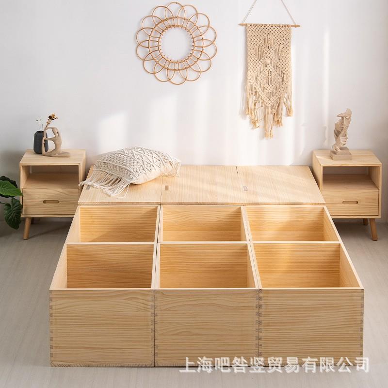 榻榻米木箱子拼床储物箱地台高箱整体卧室茶几实木组合箱