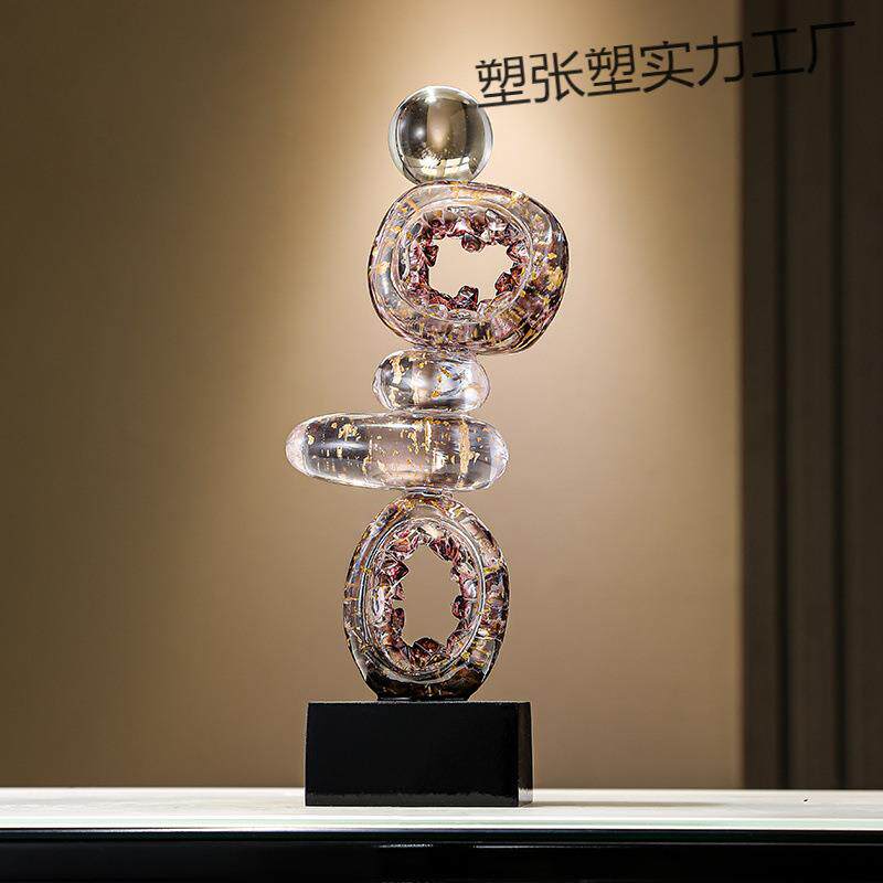 时来运转招财水晶摆件客厅电视柜酒柜高档办公室桌面家居装饰用品