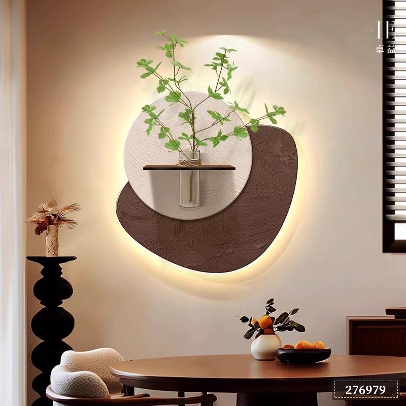 奶油风餐厅装饰画水培绿植客厅灯光挂画高级肌理感饭厅餐桌墙壁画