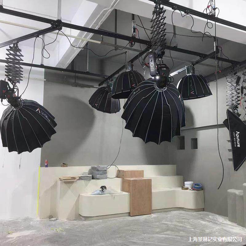 天花路轨吊臂吊臂伸缩摄影棚路轨补光灯直播恒力铰链移动演播厅无