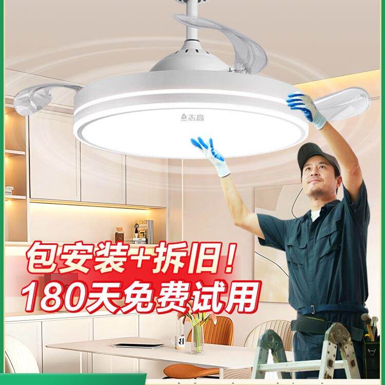 2025新款隐形电风扇灯一体新型智能静音餐厅卧室客厅吸顶吊扇灯