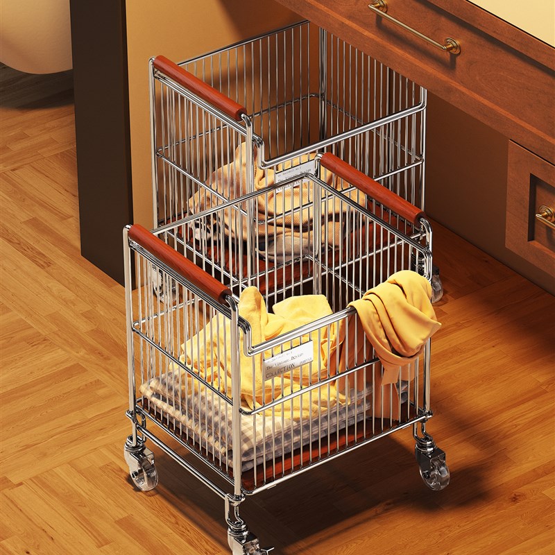 中古柜下收纳筐家用卫生间可移动脏衣篓洗手台下带轮脏.衣篮小推