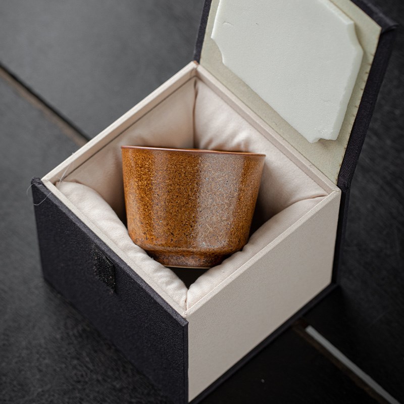 复古仿柴烧手工粗陶杯茶杯盏功夫茶具单杯手工窑变品茗杯