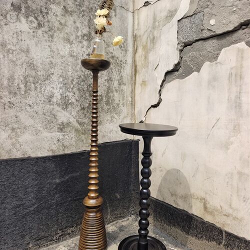 手工中古实木落地烛台灯柱木雕香薰卧室创意中古