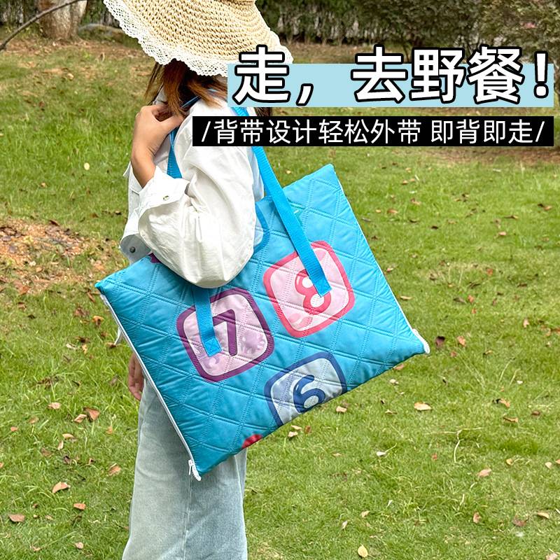 二合一背包野餐垫定制超声波可折叠加厚防水防潮手提多功能露营垫