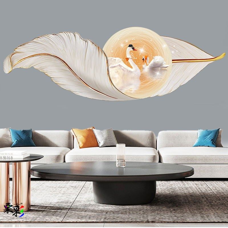 客厅LD灯光装饰挂画沙发背景墙挂画壁画房间卧室壁画羽毛床头画,家居饰品,氛围画/灯画,淘宝优惠券,粉丝福利购,淘宝优惠卷