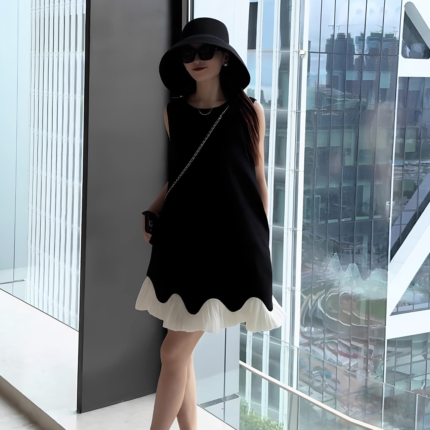 法式气质黑色无袖连衣裙女夏季2025新款爆款今年流行的漂亮a字裙