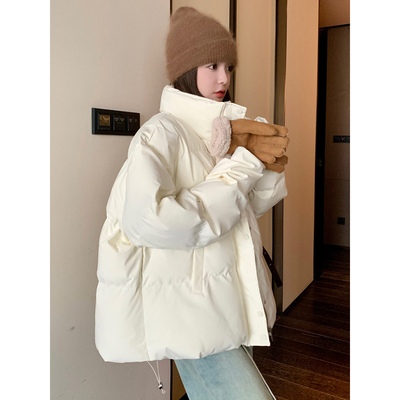 白色羽绒棉服女冬季新款2024韩系高级感超好看小个子短款棉衣棉袄