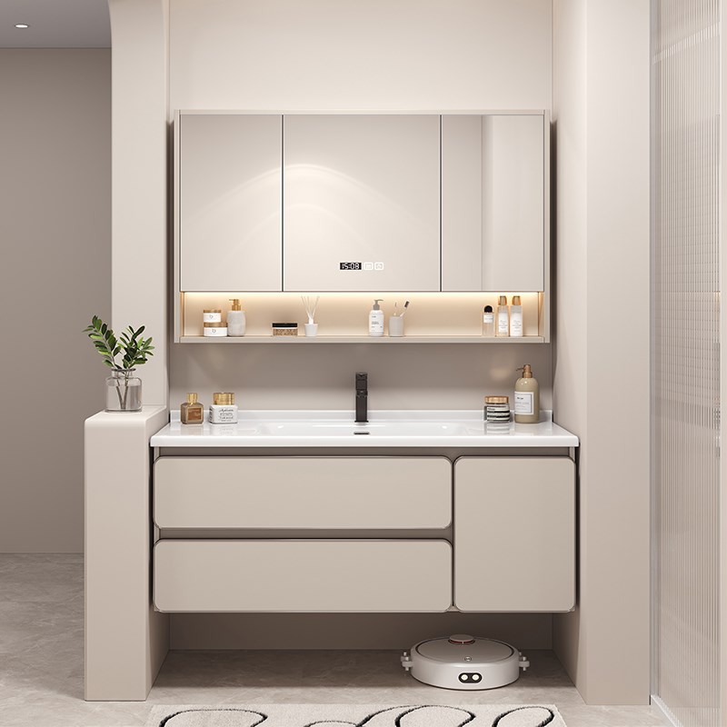 奶油风浴室柜组合陶瓷一体盆68厘米78厘米88CM98厘米108CM118厘米