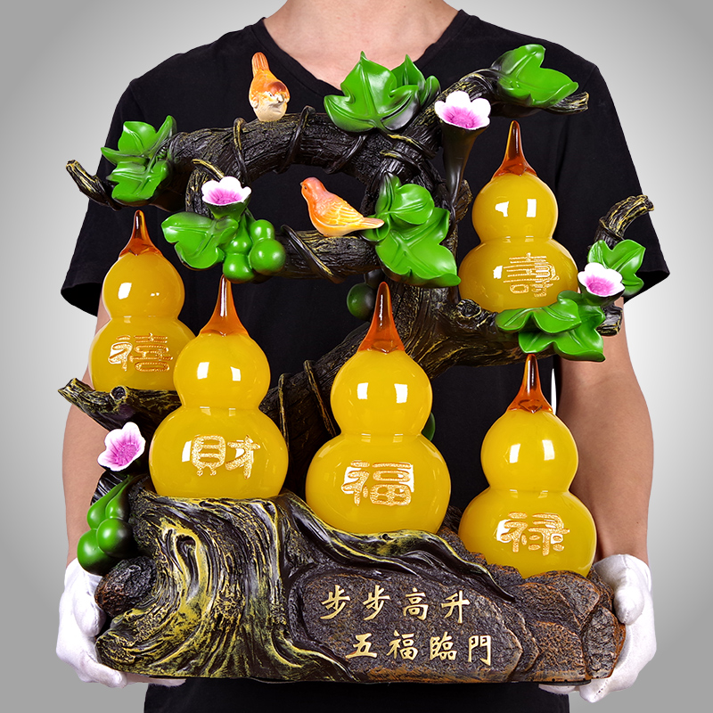 大号葫芦摆件 招财五福临门工艺品 新房客厅酒柜电视柜中式装饰品
