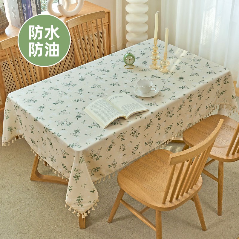 桌布防水防油免洗田园书桌高级感餐桌垫台布茶几新in风长方形