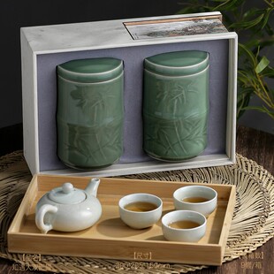 新款档知遇茶叶包装盒空礼盒绿茶白茶散茶通用陶瓷罐礼品盒