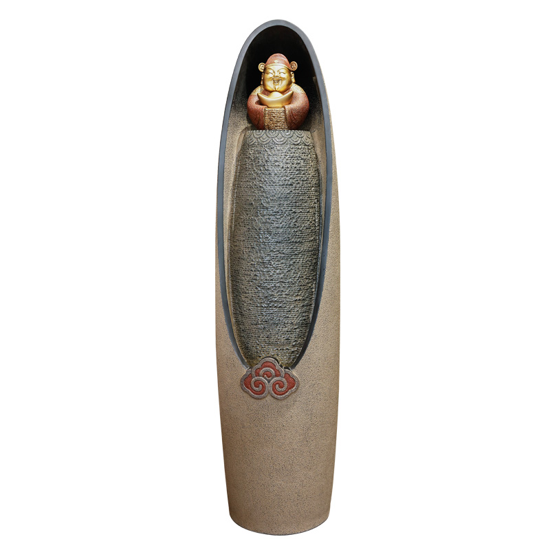 汉韵堂招财落地流水中式客厅电视柜旁循环水喷泉茶室酒店装饰摆件