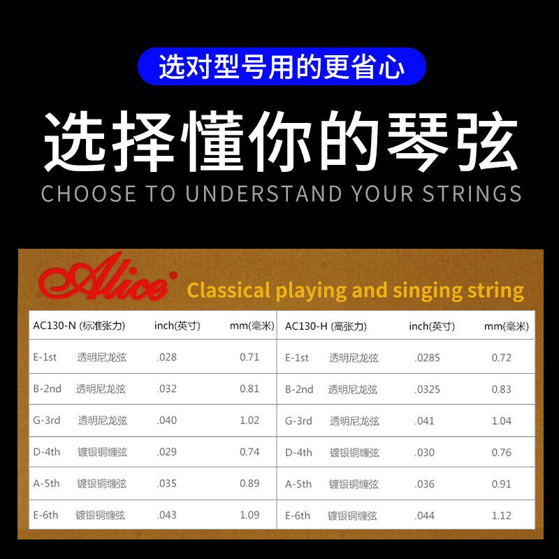 lice 爱丽丝CNH 标准张高张力尼龙弦 古典吉他弦