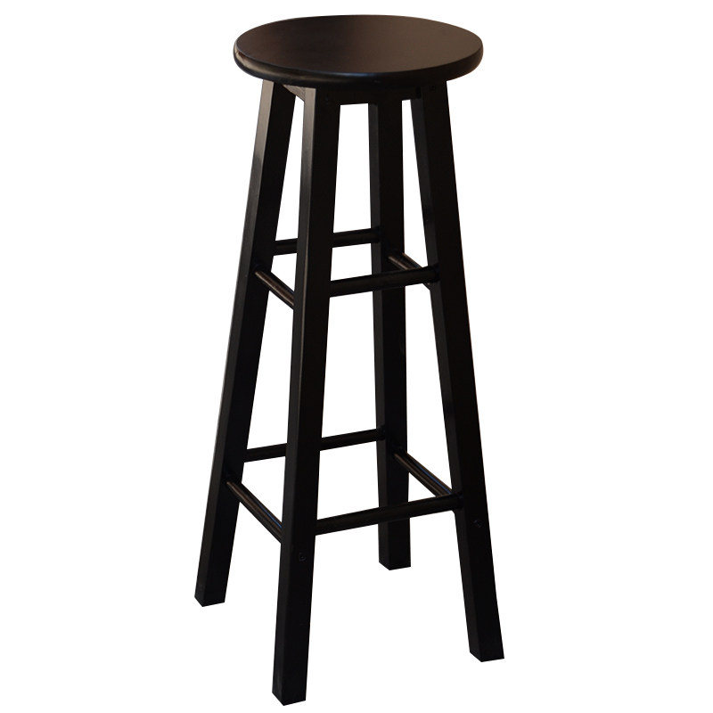 黑白高脚实木时尚吧椅酒吧吧台奶茶店复古家用木质高板凳