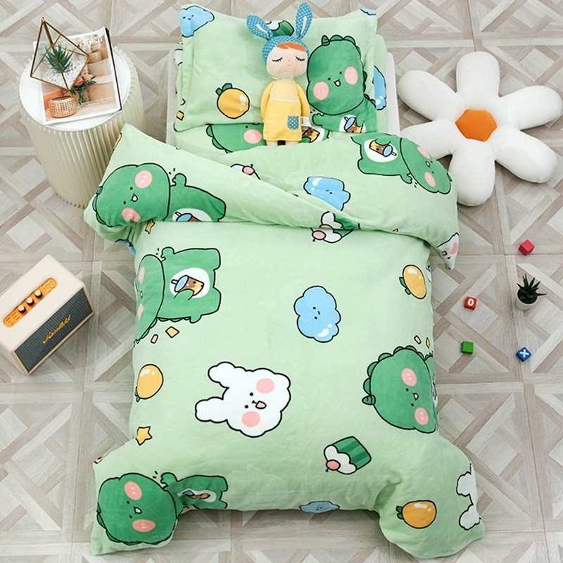 幼儿园1.2x儿童被宝宝冬加厚卡通牛奶法兰珊瑚绒被罩110x1