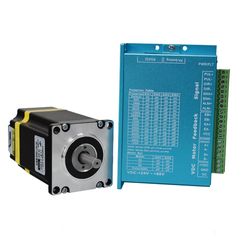 57/60步进闭环电机套装1.5/2.2/3Nm高速混合伺服数显驱动器HB808C