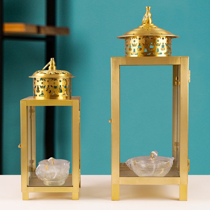 铜天灯家用室外防风防雨酥油灯玻璃灯罩佛前供灯灯座店铺酥油灯盏