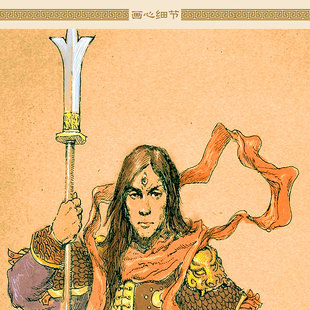 二郎神画像 蹴鞠神杨戬神像画卷轴挂画 道场神仙装饰画定制订做