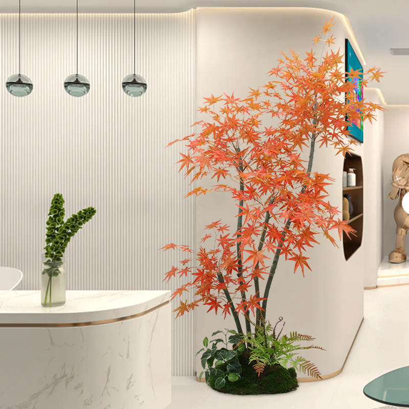 仿真红枫造景客厅假花室内装饰商场景观大型绿枫叶树盆栽