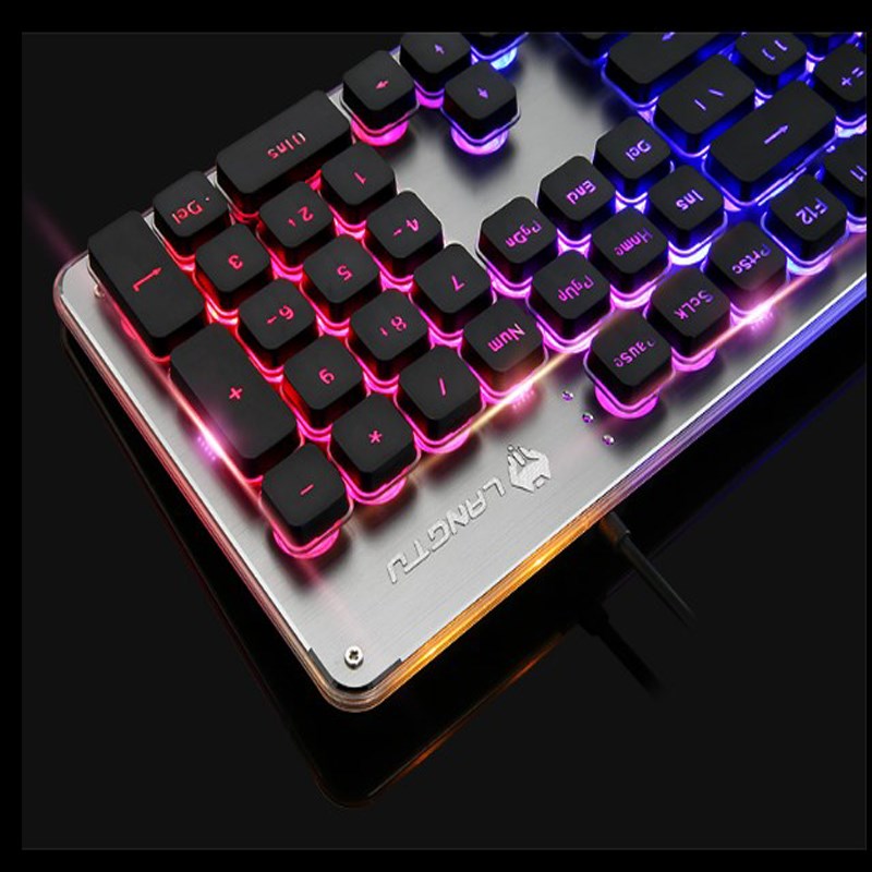 狼途L1键盘 USB有线游戏背光金属面板发光电脑笔记本办公机械手感