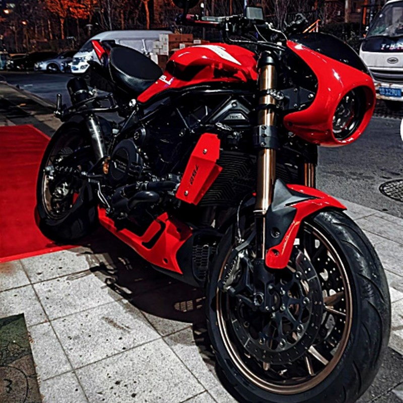 适用贝纳利752S改8寸灯导流罩 复古改装8寸圆灯头罩整流罩猪头罩