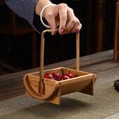 手工竹雕竹制点心盘果篮篮天然竹编茶道装 饰配饰品