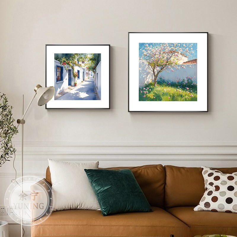 现代清新春夏秋冬客厅背景墙装饰画餐厅壁画卧室书房玄关走廊挂画图片