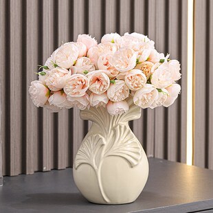 奶油风银杏花瓶摆件客厅插花玫瑰鲜花水培花插花器高级感酒柜摆设