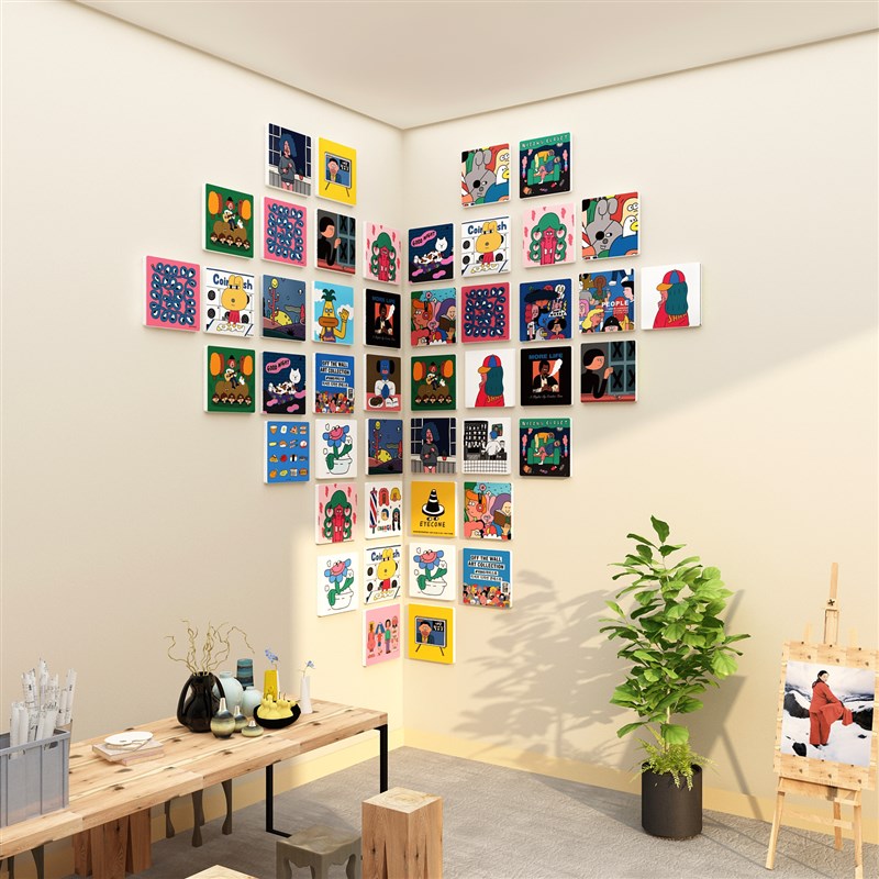 美术教室画室布置墙面装饰挂画小众抽象艺术培训机V构幼儿园文化图片