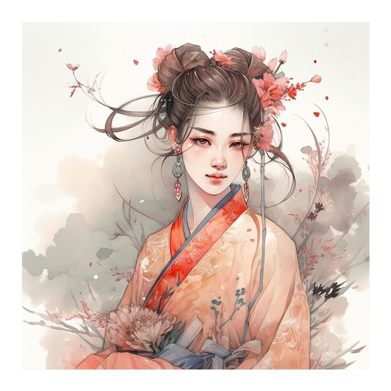 水彩女孩 数字油画diy人物风景解闷简单手工画涂鸦填色摆件装饰画图片