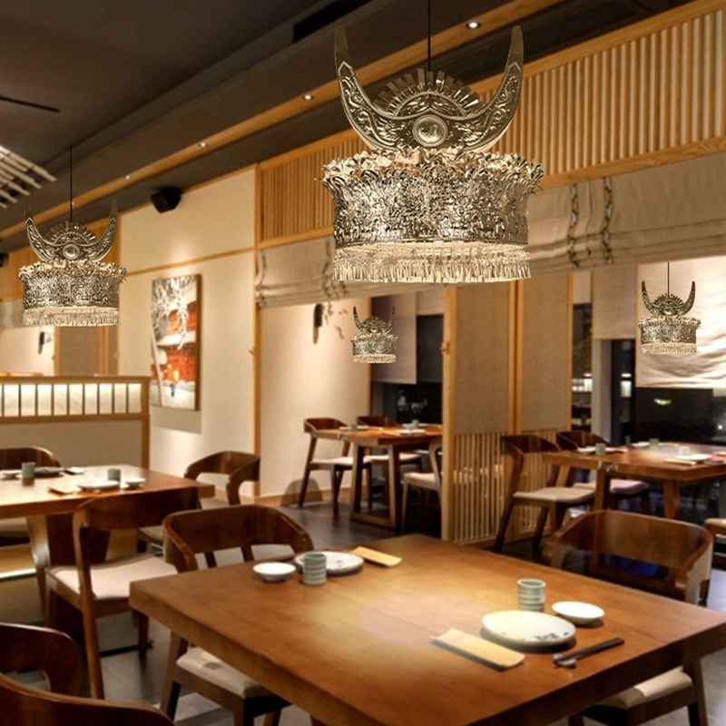 特色民族餐厅餐饮酒店铝材吊灯饭店餐桌火锅店创意主题异形装饰灯