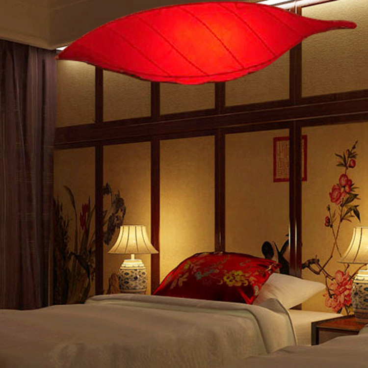 新现代中式布艺树叶吊灯卧室客厅酒店会所餐厅茶馆灯笼灯具东南亚