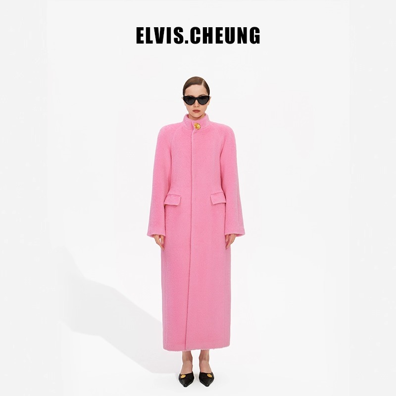 【秀场同款】ELVIS.CHEUNG秋冬苏力羊驼毛圆肩郁金香沙漏腰大衣